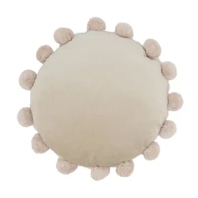 Saro Faux Rabbit Fur Collection Polyester Throw Pillow In Oatmeal
