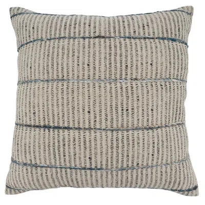 Saro Faye Block Print Square 100% Cotton Pillow Cover & Insert In Neutral