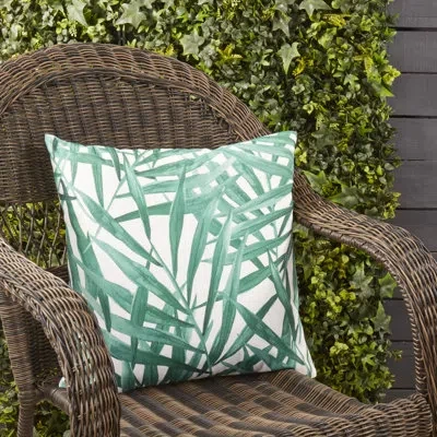 Saro Fern Foliage Outdoor Poly Filled Throw Pillow