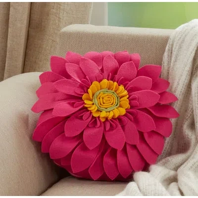Saro Fleur De Jardin Novelty Pillow Cover & Insert In Fuchsia