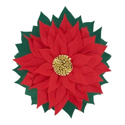 Saro Floral Throw Pillow In Red