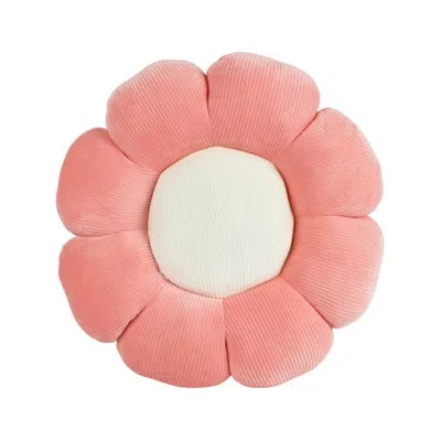 Saro Flower Polyester Filled Throw Pillow - Plush Daisy Flower Throw Pillow For Coquette Decor, Nursery S In Pink