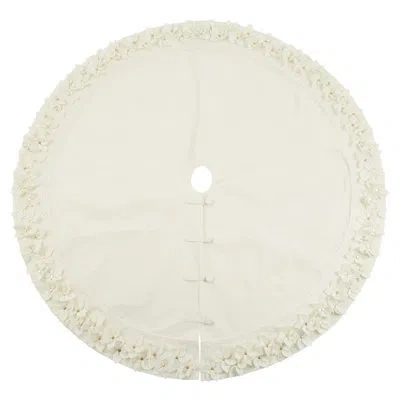 Saro Flower Tree Skirt In White
