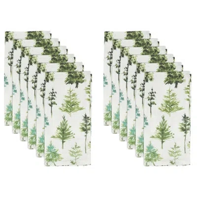 Saro Forest Trees Dinner Napkins In Green
