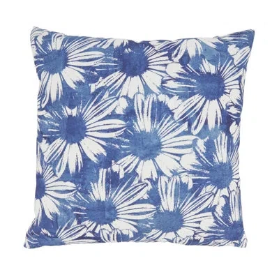 Saro Fresh Floral Outdoor Poly Filled Throw Pillow