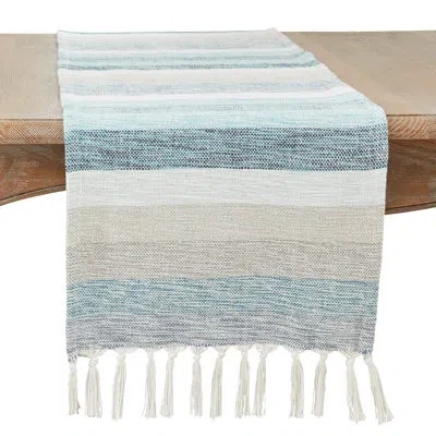 Saro Fringed Stripe Table Runner