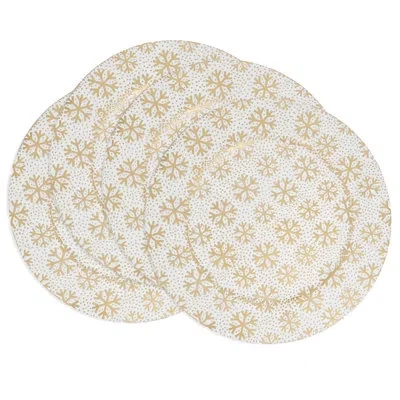 Saro Frosted Snowflake Charger Plate (set Of 4) In White
