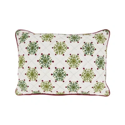 Saro Frosty Elegance Embroidered Snowflakes Down Filled Throw Pillow