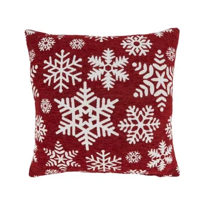 Saro Frosty Opulence Chenille Jacquard Snowflakes Throw Pillow Cover