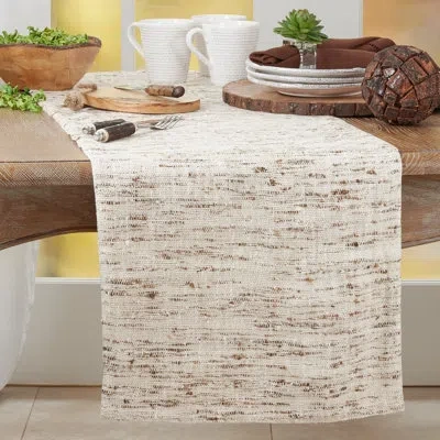 Saro Gaia Linen Table Runner In Oatmeal