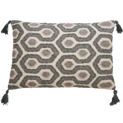 Saro Geometric Cotton Lumbar Pillow Cover & Insert In Polyester,polyfill