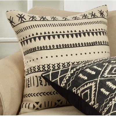 Saro Geometric Cotton Throw Pillow Cover & Insert In Polyester,polyfill