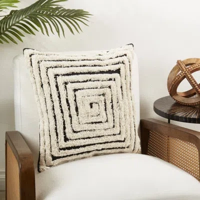 Saro Geometric Harmony Tufted Poly Filled Throw Pillow