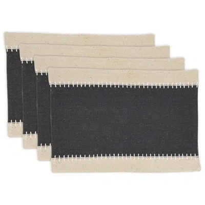 Saro Gianni Collection Cotton Rectangle Placemat In Black,natural