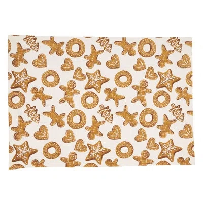 Saro Gingerbread Design Placemats (set Of 4) In Brown