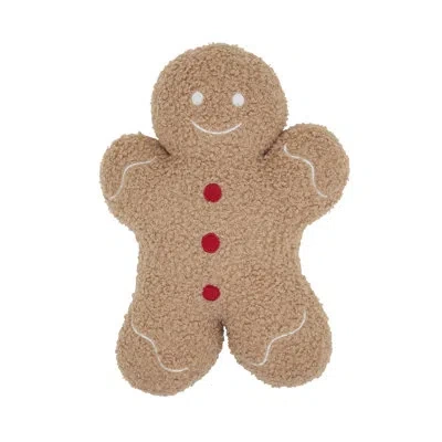 Saro Gingerbread Man Poly Filled Throw Pillow In Brown