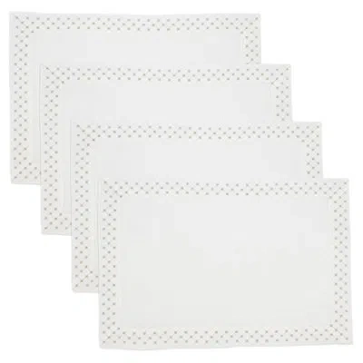 Saro Gleaming Weave Metallic Lattice Placemat (set Of 4) In White
