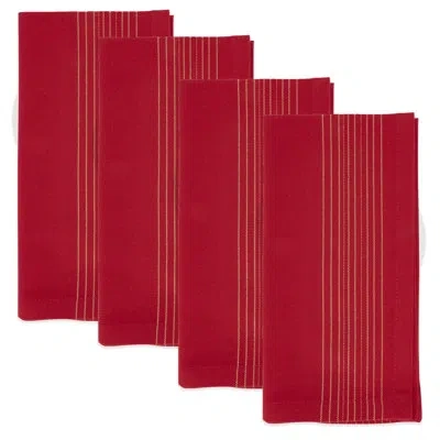 Saro Glimmering Glitz Shimmer Stripe Napkin (set Of 4) 20s In Red