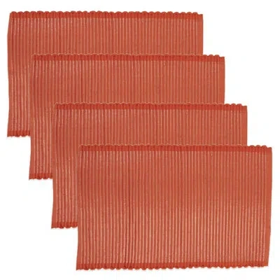 Saro Glimmering Glitz Shimmer Stripe Placemat (set Of 4) 19b In Orange