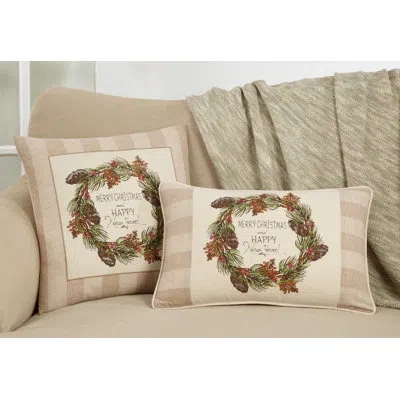 Saro Gloria Collection 'merry Christmas Happy New Year' Design Pillow In Pillow Cover Only - No Insert