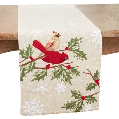 Saro Graceful Perched Birds Runner In Beige