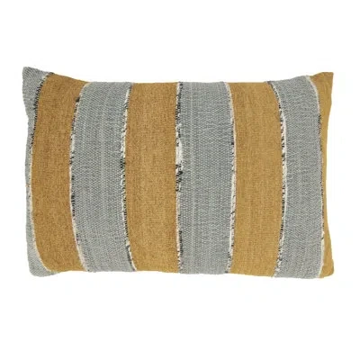 Saro Gwendolen Collection Striped Cotton Pillow Cover In Gray;orange