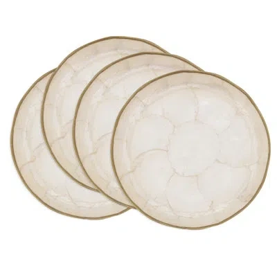 Saro Handcrafted Capiz Shell Bowl (set Of 4) In Gold