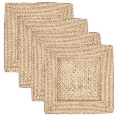 Saro Handcrafted Rustic Charger Plate (set Of 4) In Natural