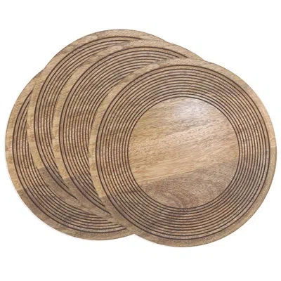 Saro Handcrafted Wooden Charger Plate (set Of 4) In Brown