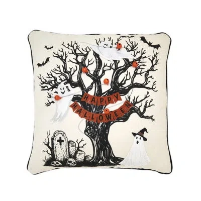 Saro Happy Halloween Tree Filled Throw Pillow In Pillow Cover Only - No Insert