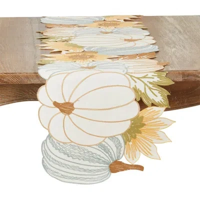 Saro Harvest Haven Pumpkin Table Runner In Multicolor