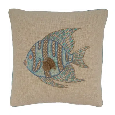 Saro Hermosa Square Cotton Pillow Cover & Insert In Down Blend