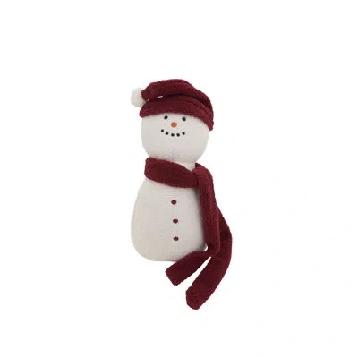 Saro Holiday Snowman Polyester Filled Throw Pillow - Snowman Shaped Sherpa Throw Pillow With Scarf And Wi In White