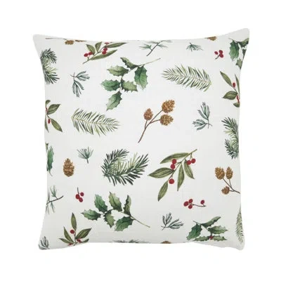 Saro Holly Branch Filled Throw Pillow In Pillow Cover Only - No Insert