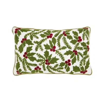 Saro Holly Poly Filled Throw Pillow In Green