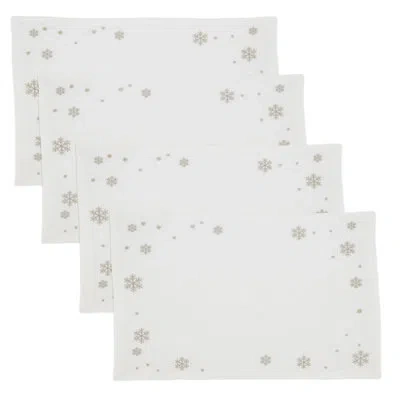 Saro Ice Crystal Embroidered Snowflake Placemat (set Of 4) In Gold