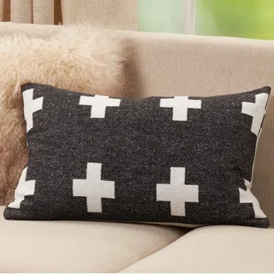 Saro Indre Swiss Cross Design Rectangular Pillow Cover & Insert In Polyester,polyfill