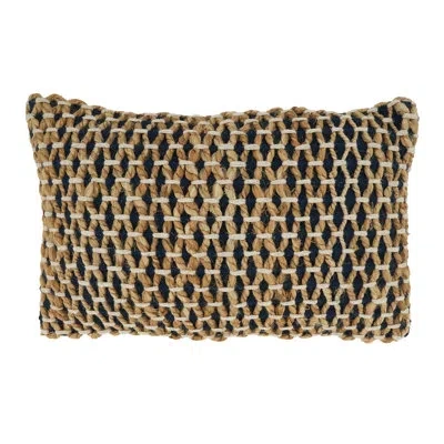 Saro Islander Square Cotton Pillow Cover In Pillow Cover Only - No Insert,navy Blue