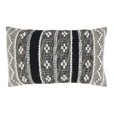 Saro Jaeda Collection Cotton Pillow Cover In Black;white
