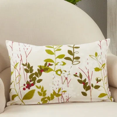 Saro Jardin Rectangular Cotton Pillow Cover & Insert In Polyester,polyfill