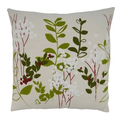 Saro Jardin Square Cotton Pillow Cover & Insert In Polyester,polyfill