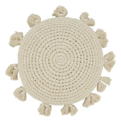 Saro Jorja Design Cotton Pillow Cover In Beige