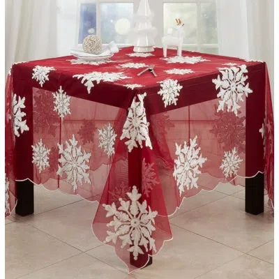 Saro Joyeux Nodl Square Christmas Tablecloth In Red