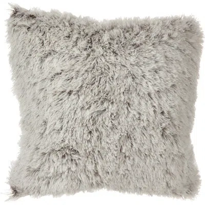 Saro Juneau Solid Faux Fur Throw Pillow In Coffee