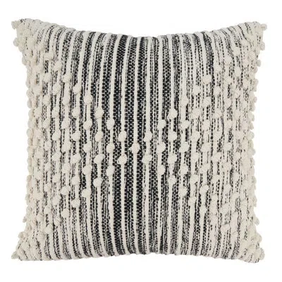 Saro Kavya Collection Striped Cotton Pillow Cover In Black