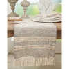 Saro Kema Rectangular Striped Table Runner In Grey