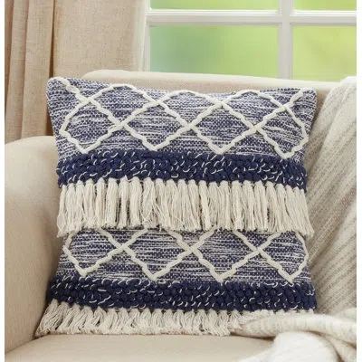 Saro Kema Square Cotton Pillow Cover & Insert In Polyester,polyfill