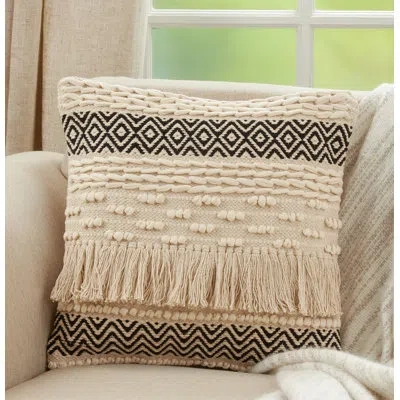 Saro Kema Square Cotton Pillow Cover & Insert In Polyester,polyfill