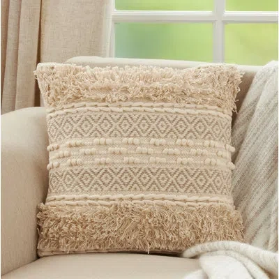 Saro Kema Square Cotton Pillow Cover In Pillow Cover Only - No Insert