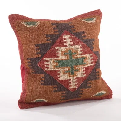 Saro Kilim Wool Throw Pillow In Brown